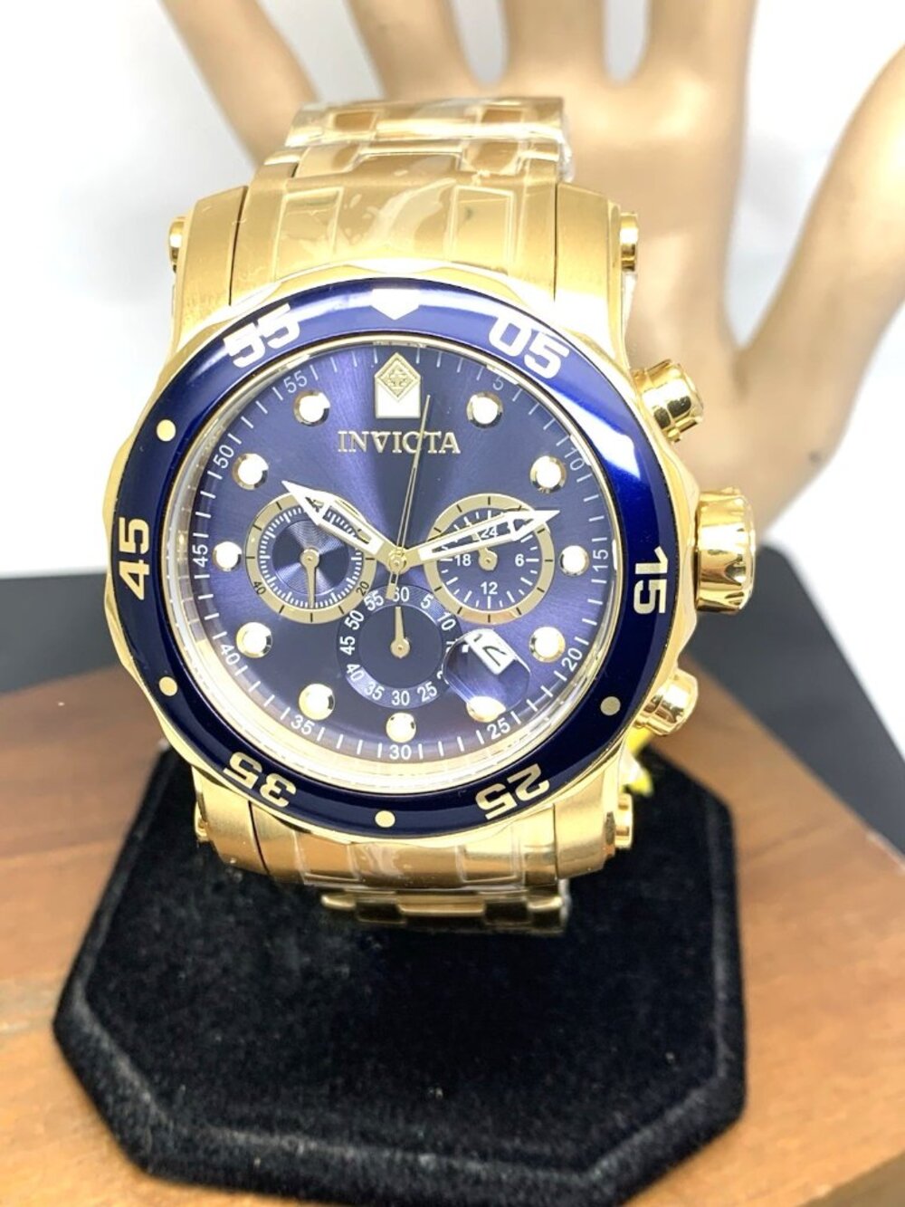 Invicta Men's Watch 23651 Pro Diver Quartz Blue Dial Gold Stainless Steel 48mm